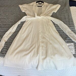 Lulu's White Midi Button-Front Dress